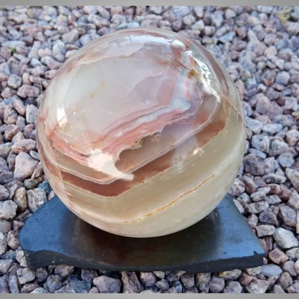 #7 SHUNGITE rock stone crystal sphere STAND purification insomnia - Picture 6 of 6